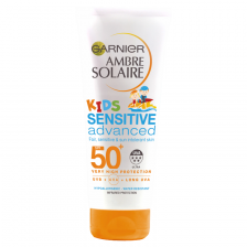Garnier Ambre Solaire Kids Sensitive Water Resistant Sun Cream Protection Lotion SPF50+ 200ml