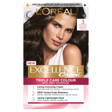 L'Oreal Excellence 3 Natural Darkest Brown Permanent Hair Dye