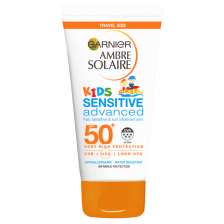 Garnier Ambre Solaire Kids Mini Water Resistant Sensitive Sun Cream SPF50+ Travel 50ML