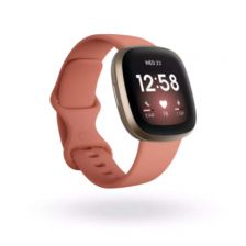 Fitbit Versa 3 Pink Clay: Stylish smartwatch in a soft pink color, featuring advanced health tracking, notifications, and music control.