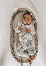 Lil & Izzy Zip Babygrow Oatmeal Leaves 3-6 Mnth